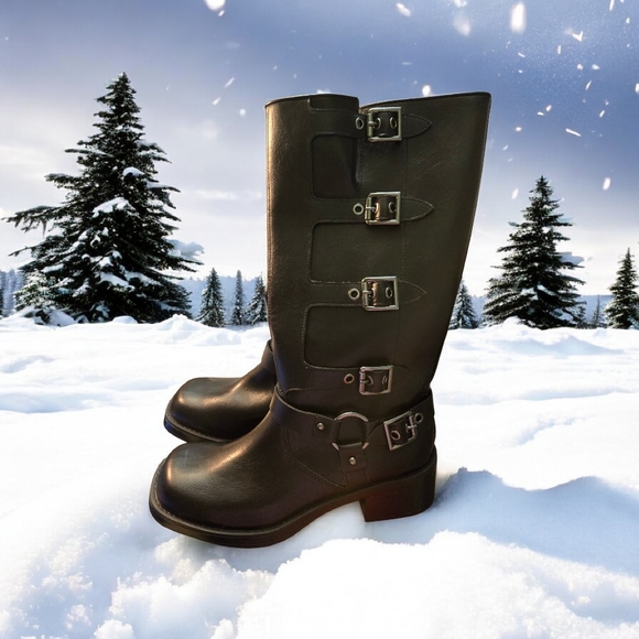 wild fable Shoes - Wild Fable Black Faux Leather Moto Boots Size 8 1/2